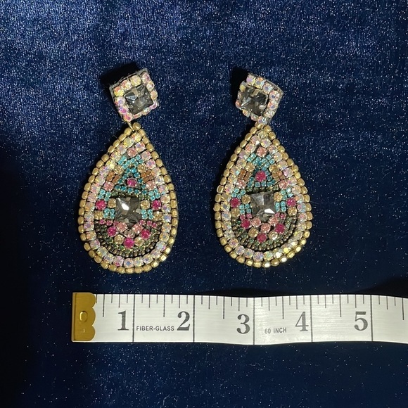 Natasha Earrings Multi Colored Stone Large Tear Drop Earrings Must See 🆕 🩷🩷 - Picture 12 of 13